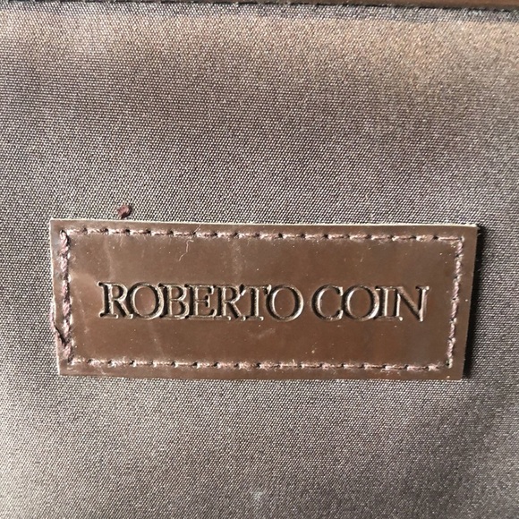 Roberto Coin jewelry travel case many zipper pockets dark brown 9x5 - Picture 2 of 7